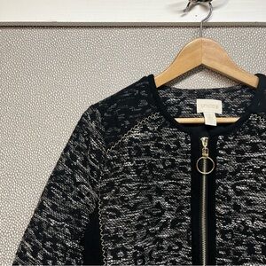 1 (8) M Chicos Leopard Print Gold Detailing Jacket Blazer